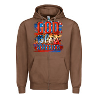 Chestnut God Bless America Zipper Hoodie - Jasminsmagicworld