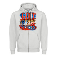 Dove Grey God Bless America Zipper Hoodie - Jasminsmagicworld