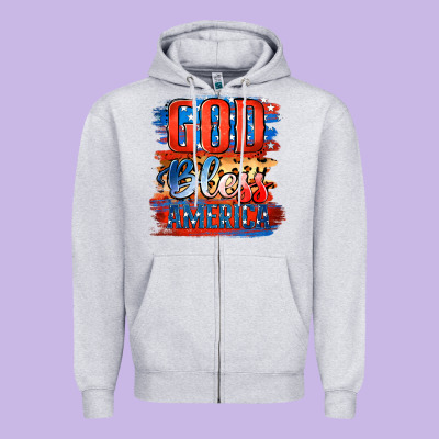 God Bless America Zipper Hoodie Designed By Jasminsmagicworld