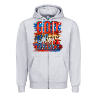 Heather Grey God Bless America Zipper Hoodie - Jasminsmagicworld