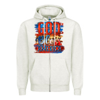 Oatmeal Heather God Bless America Zipper Hoodie - Jasminsmagicworld