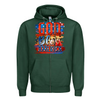 Sports Green God Bless America Zipper Hoodie - Jasminsmagicworld