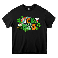 Black lucky dog St. Patricks Day Heavy Core Tee - FaDigitalArtStudio