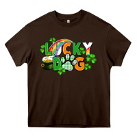 Chocolate Brown lucky dog St. Patricks Day Heavy Core Tee - FaDigitalArtStudio