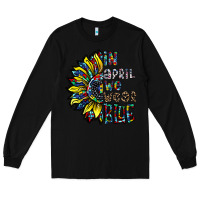 Black autism sunflower Long Sleeve Tee - CowhideDigitalArt