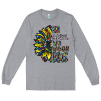 Heather Grey autism sunflower Long Sleeve Tee - CowhideDigitalArt