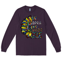 Plum autism sunflower Long Sleeve Tee - CowhideDigitalArt