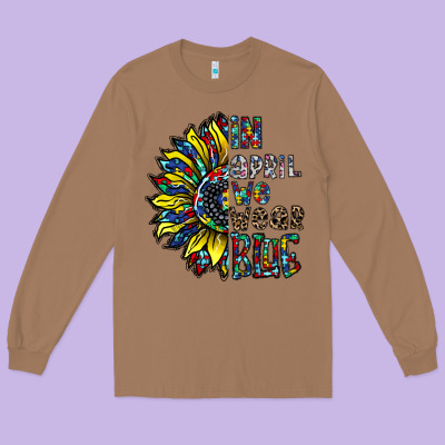 Autism Sunflower Long Sleeve Tee Designed By Cowhidedigitalart