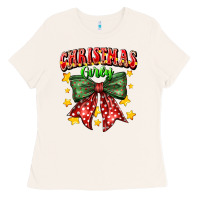 Festive Holiday Bow Design Ladies Tee | Teevron