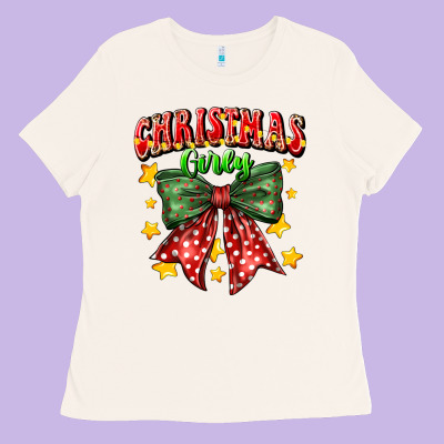 Festive Holiday Bow Design Ladies Tee Designed By Cowhidedigitalart
