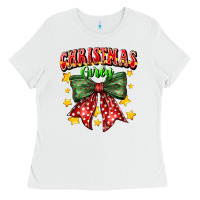 White festive holiday bow design Ladies Tee - CowhideDigitalArt