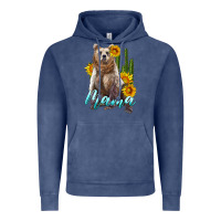 Vintage Denim mama bear with sunflowers and cactus Vintage Hoodie - Artiststas