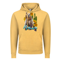 Vintage Mustard mama bear with sunflowers and cactus Vintage Hoodie - Artiststas