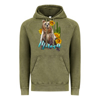 Vintage Olive mama bear with sunflowers and cactus Vintage Hoodie - Artiststas
