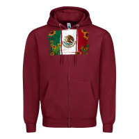Burgundy Mexican Flag Cactus Sunflower Zipper Hoodie - Jasminsmagicworld