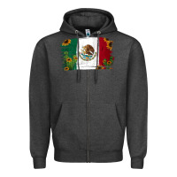 Charcoal Heather Mexican Flag Cactus Sunflower Zipper Hoodie - Jasminsmagicworld