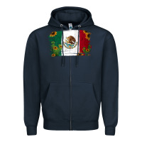Navy Mexican Flag Cactus Sunflower Zipper Hoodie - Jasminsmagicworld