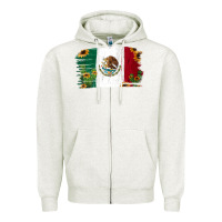 Oatmeal Heather Mexican Flag Cactus Sunflower Zipper Hoodie - Jasminsmagicworld