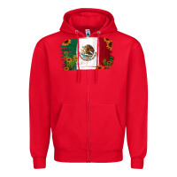 Red Mexican Flag Cactus Sunflower Zipper Hoodie - Jasminsmagicworld