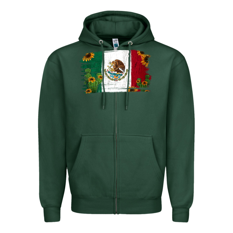 Mexican Flag Cactus Sunflower Zipper Hoodie by Jasminsmagicworld | Teevron
