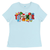 Baby Blue Christmas teacher Ladies Tee - CowhideDigitalArt