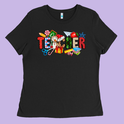 Christmas Teacher Ladies Tee Designed By Cowhidedigitalart