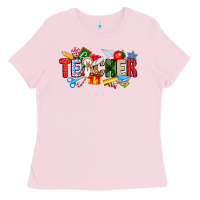 Bubblegum Pink Christmas teacher Ladies Tee - CowhideDigitalArt