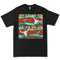 Black western aztec bull skull stars seamless pattern Premium Tee - BundleAndBundleShop
