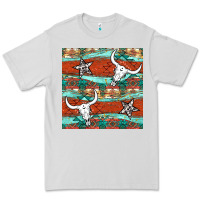 Dove Grey western aztec bull skull stars seamless pattern Premium Tee - BundleAndBundleShop