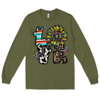 Army Green love autism Long Sleeve Tee - CowhideDigitalArt
