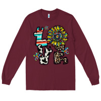 Burgundy love autism Long Sleeve Tee - CowhideDigitalArt