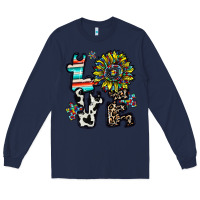 Navy love autism Long Sleeve Tee - CowhideDigitalArt