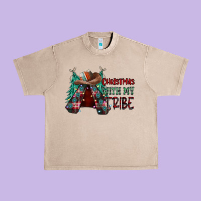 Christmas With Tribe Urban Heavy Tee Designed By Cowhidedigitalart