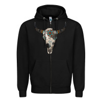 Black Cowhide Bull Skull Zipper Hoodie - Jasminsmagicworld