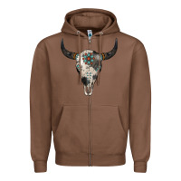 Chestnut Cowhide Bull Skull Zipper Hoodie - Jasminsmagicworld