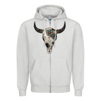 Dove Grey Cowhide Bull Skull Zipper Hoodie - Jasminsmagicworld