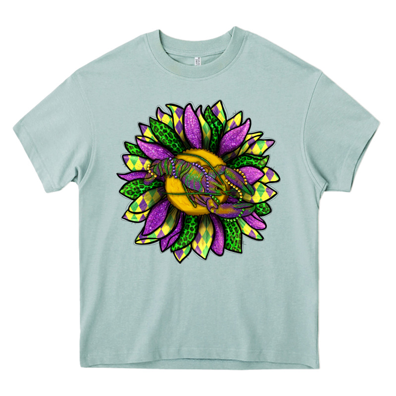 Mardi Gras Sunflower With Crawfish Heavy Core Tee by BundleAndBundleShop | Teevron