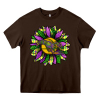 Chocolate Brown Mardi Gras Sunflower With Crawfish Heavy Core Tee - BundleAndBundleShop