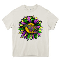 Cream Mardi Gras Sunflower With Crawfish Heavy Core Tee - BundleAndBundleShop
