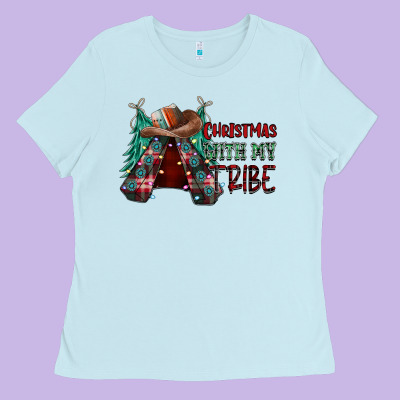 Christmas With Tribe Ladies Tee Designed By Cowhidedigitalart