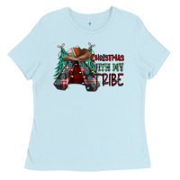 Baby Blue Christmas with tribe Ladies Tee - CowhideDigitalArt