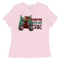 Bubblegum Pink Christmas with tribe Ladies Tee - CowhideDigitalArt