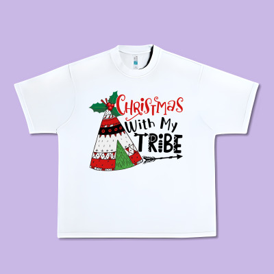 Christmas With My Tribe Boho Urban Heavy Tee Designed By Cowhidedigitalart