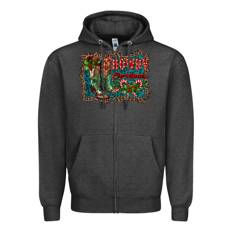 Howdy Christmas Boots Zipper Hoodie by RanaPortraitStore | Teevron