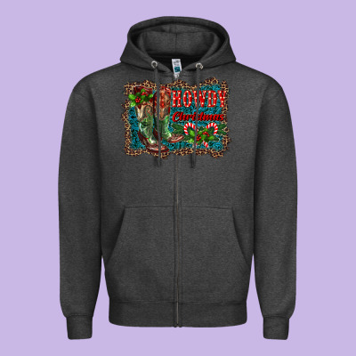 Howdy Christmas Boots Zipper Hoodie Designed By Ranaportraitstore