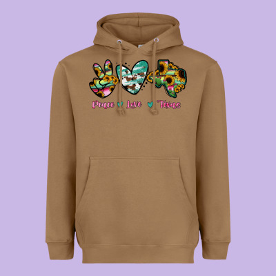 Peace Love Texas Heavyweight Hoodie Designed By Ranaportraitstore