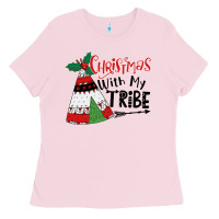Bubblegum Pink Christmas with my tribe boho Ladies Tee - CowhideDigitalArt