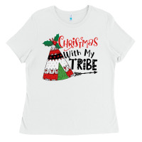 White Christmas with my tribe boho Ladies Tee - CowhideDigitalArt
