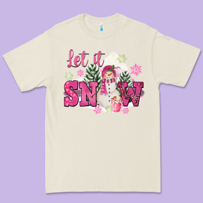 Let It Snow Pink Christmas Premium Tee Designed By Fadigitalartstudio