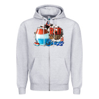 Heather Grey Red White  Booze With Cowhide Background Zipper Hoodie - Jasminsmagicworld